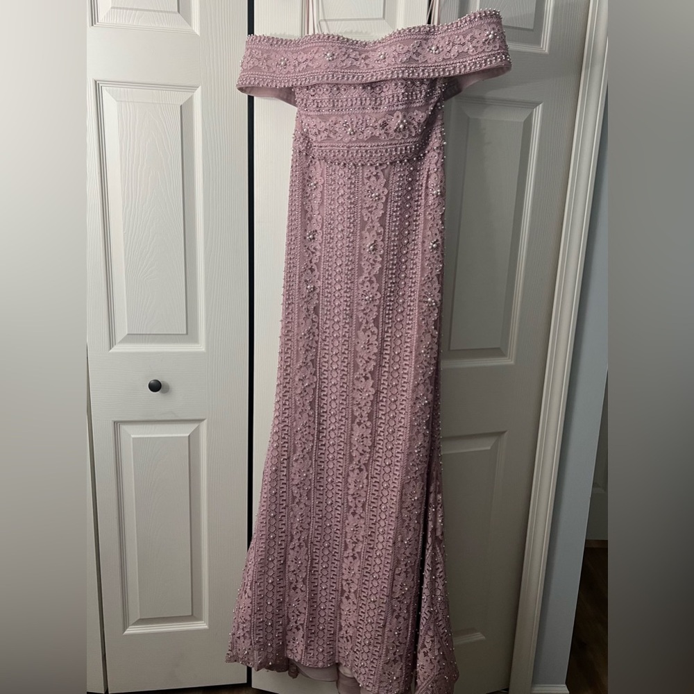 Pink Lace & Pearl Gown